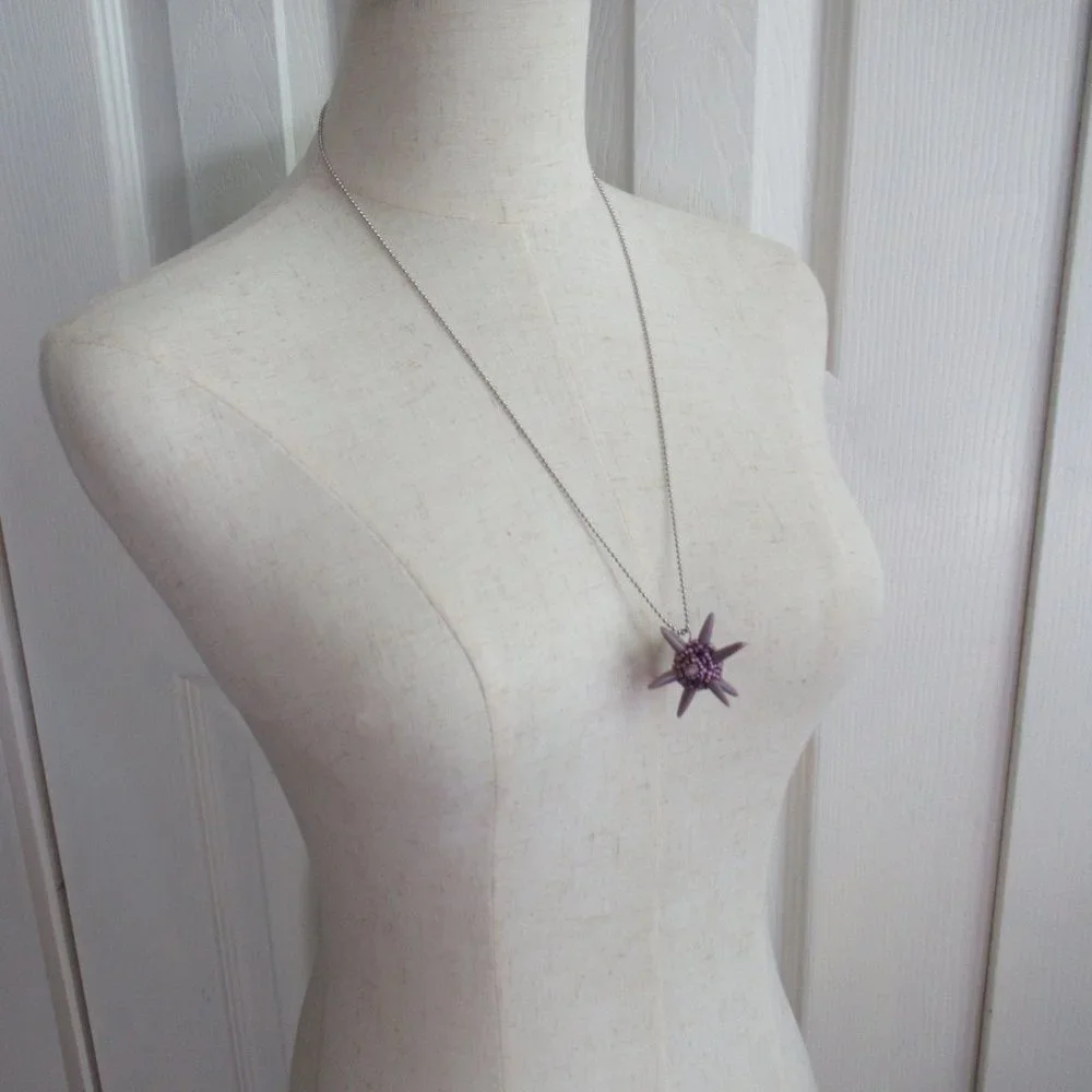 Handwoven Spiked purple ooak pendant